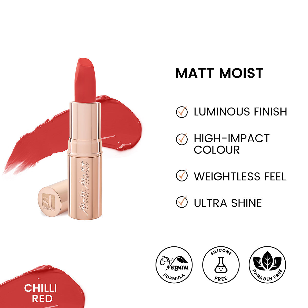ST London | Matt Moist Long-Lasting Lipstick | Chilli Red | Best Price in Pakistan original skincare product Pakistan مرکزی تصویر