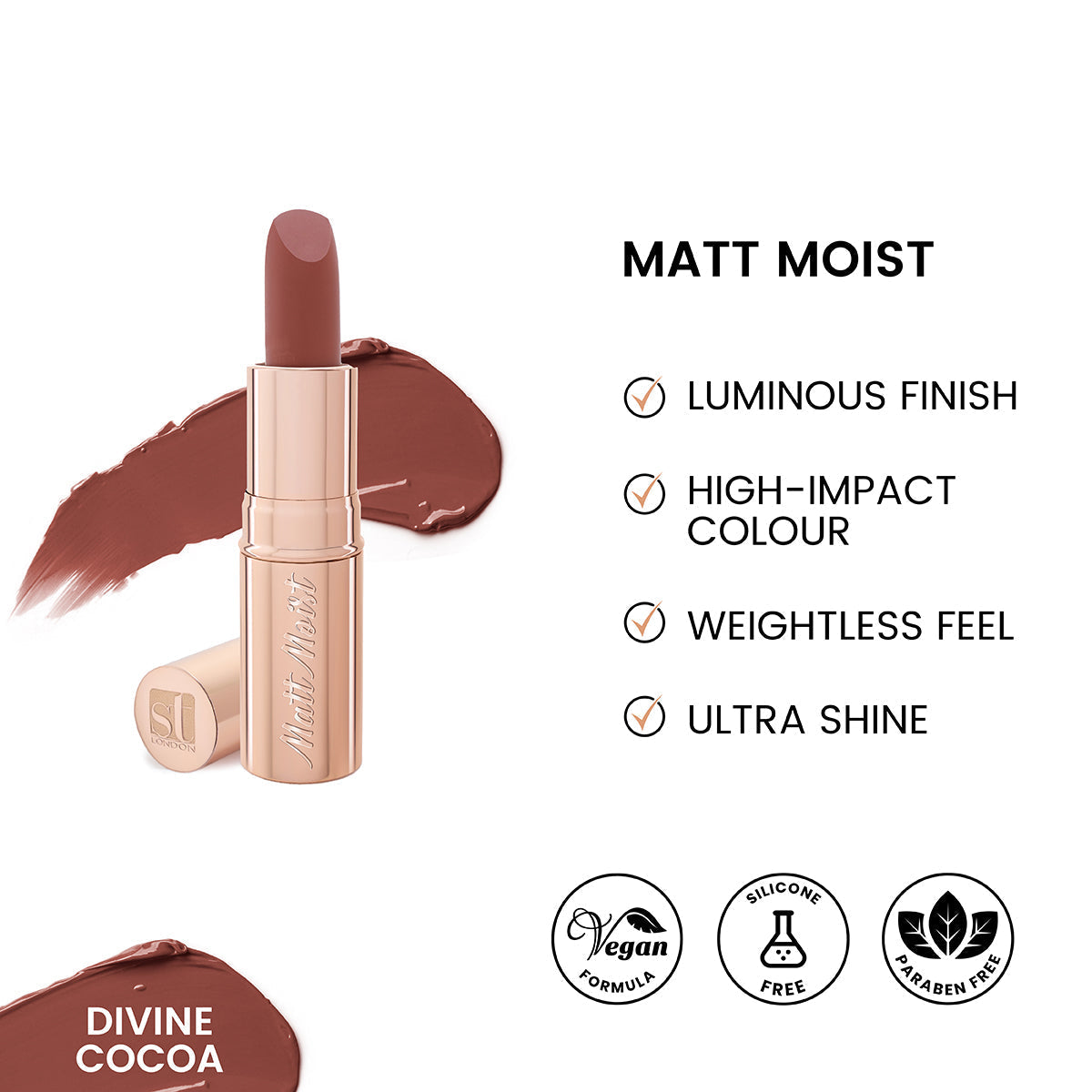 ST London | Matt Moist Long-Lasting Lipstick | Divine Cocoa | Best Price in Pakistan original skincare product Pakistan مرکزی تصویر