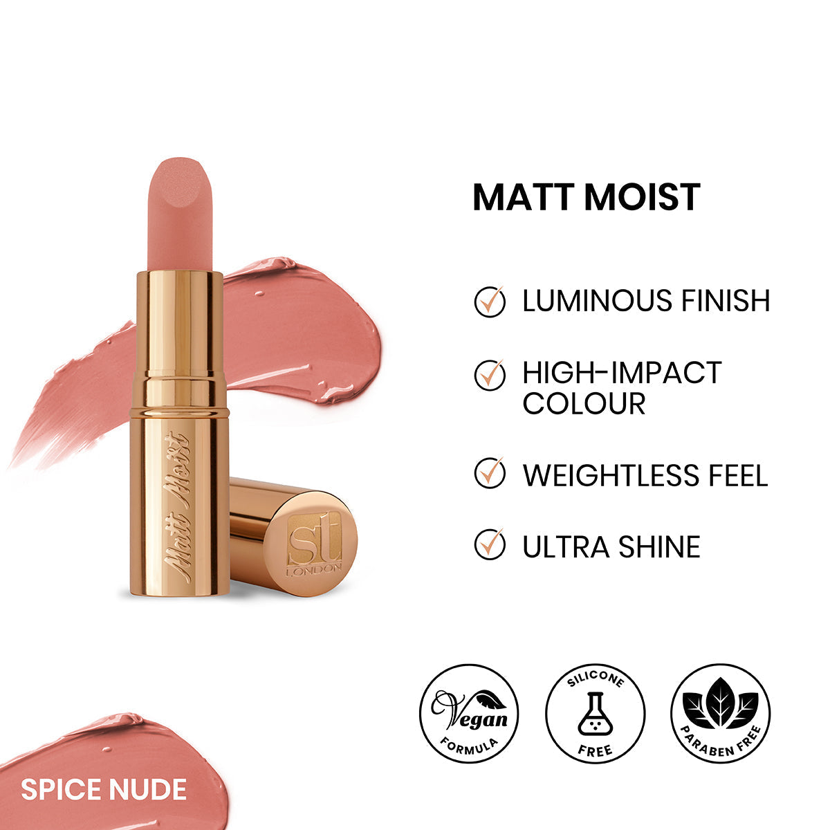 ST London Matt Moist Long-Lasting Lipstick Spice Nude | Best Price in Pakistan original skincare product Pakistan