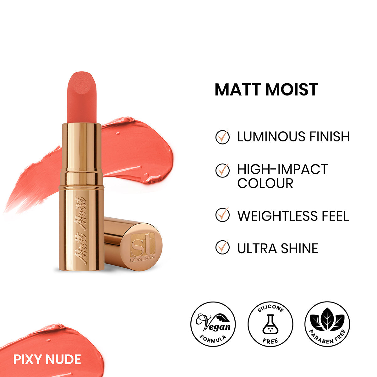 ST London Matt Moist Long-Lasting Lipstick Pixy Nude | Best Price in Pakistan original skincare product Pakistan مرکزی تصویر