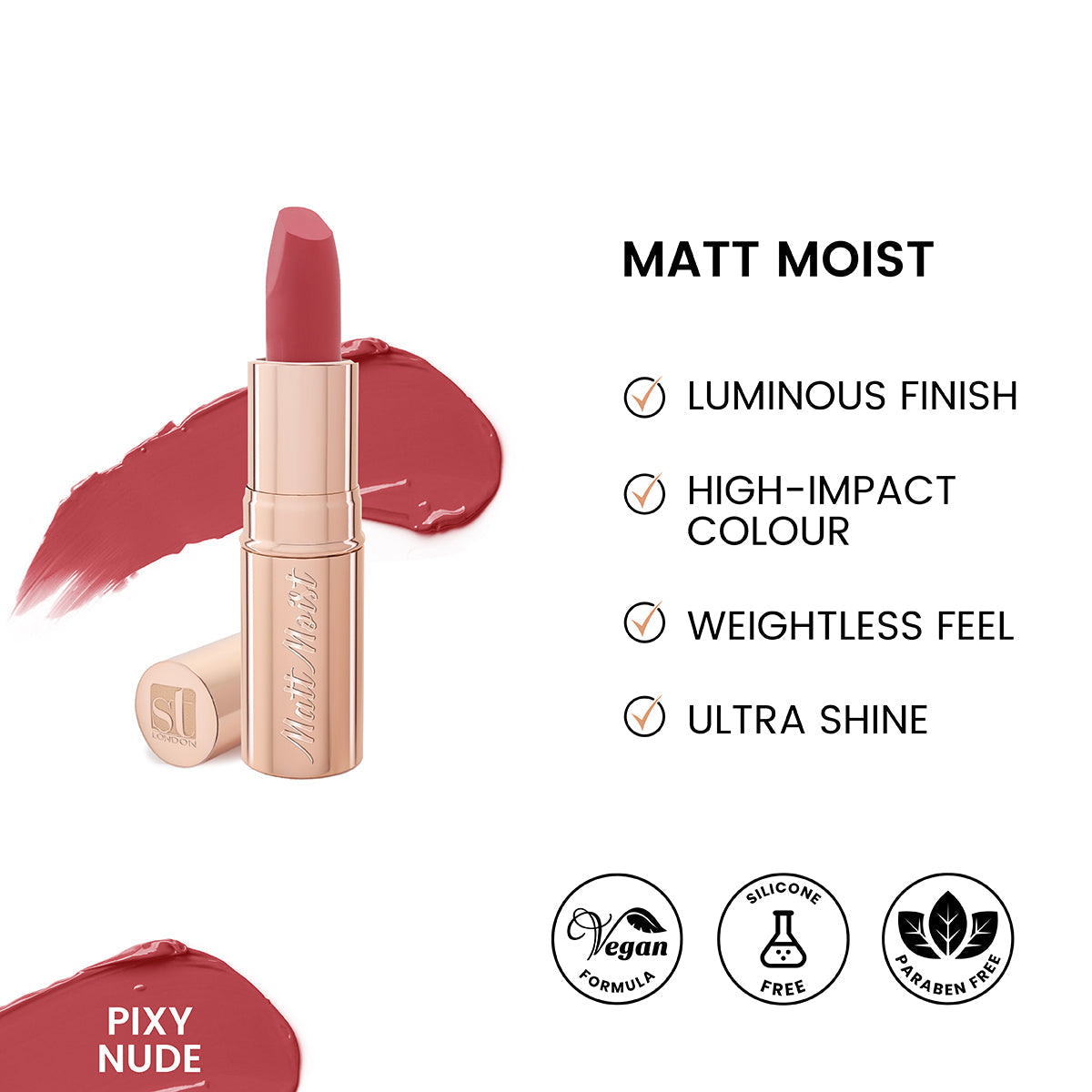 ST London | Matt Moist Long-Lasting Lipstick | Pixy Nude | Best Price in Pakistan original skincare product Pakistan مرکزی تصویر
