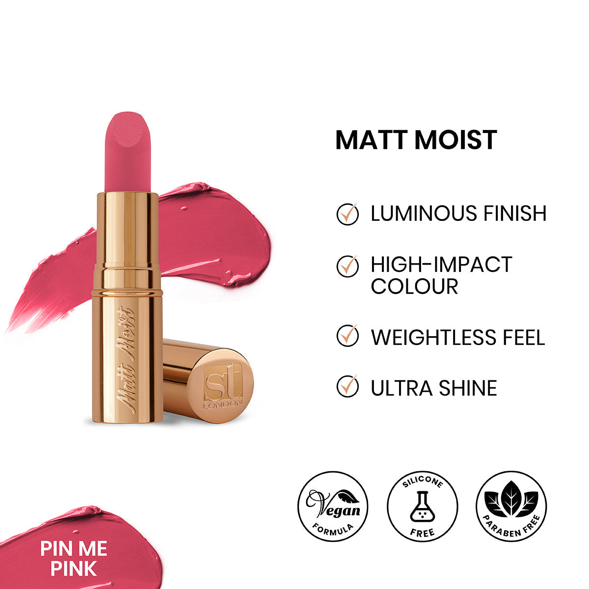 ST London Matt Moist Long-Lasting Lipstick Pin Me Pink | Best Price in Pakistan original skincare product Pakistan