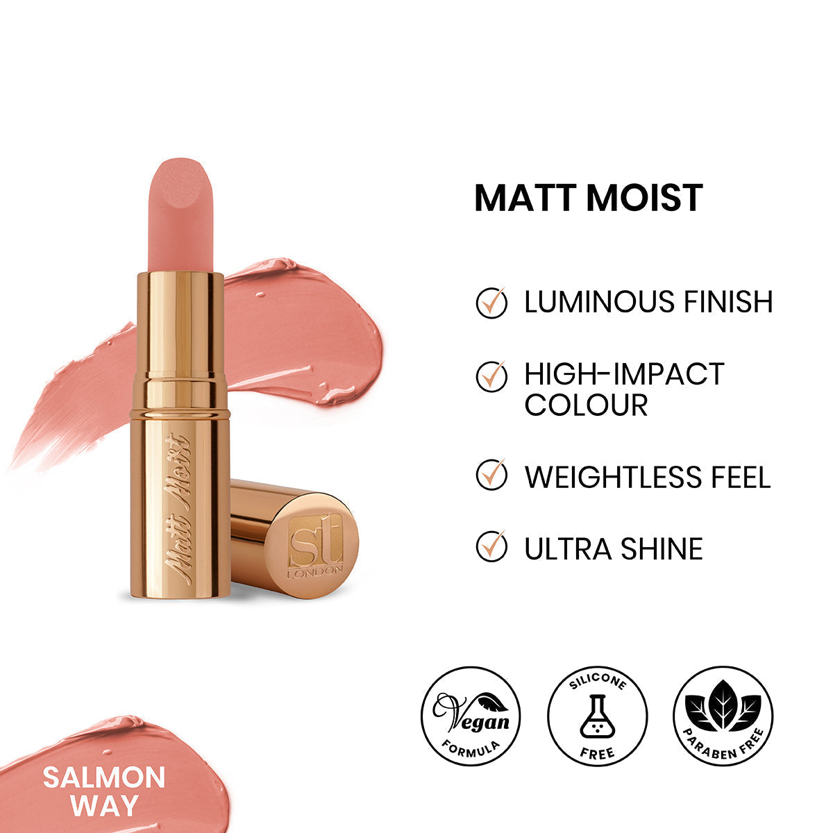 ST London Matt Moist Long-Lasting Lipstick Salmon Way | Best Price in Pakistan original skincare product Pakistan مرکزی تصویر