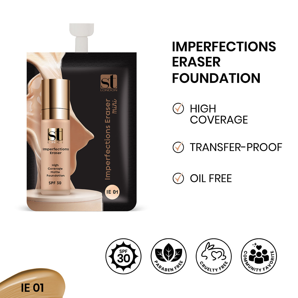 ST London | Imperfection Eraser Foundation Sachet | IE 01 5ml | Best Price in Pakistan original skincare product Pakistan