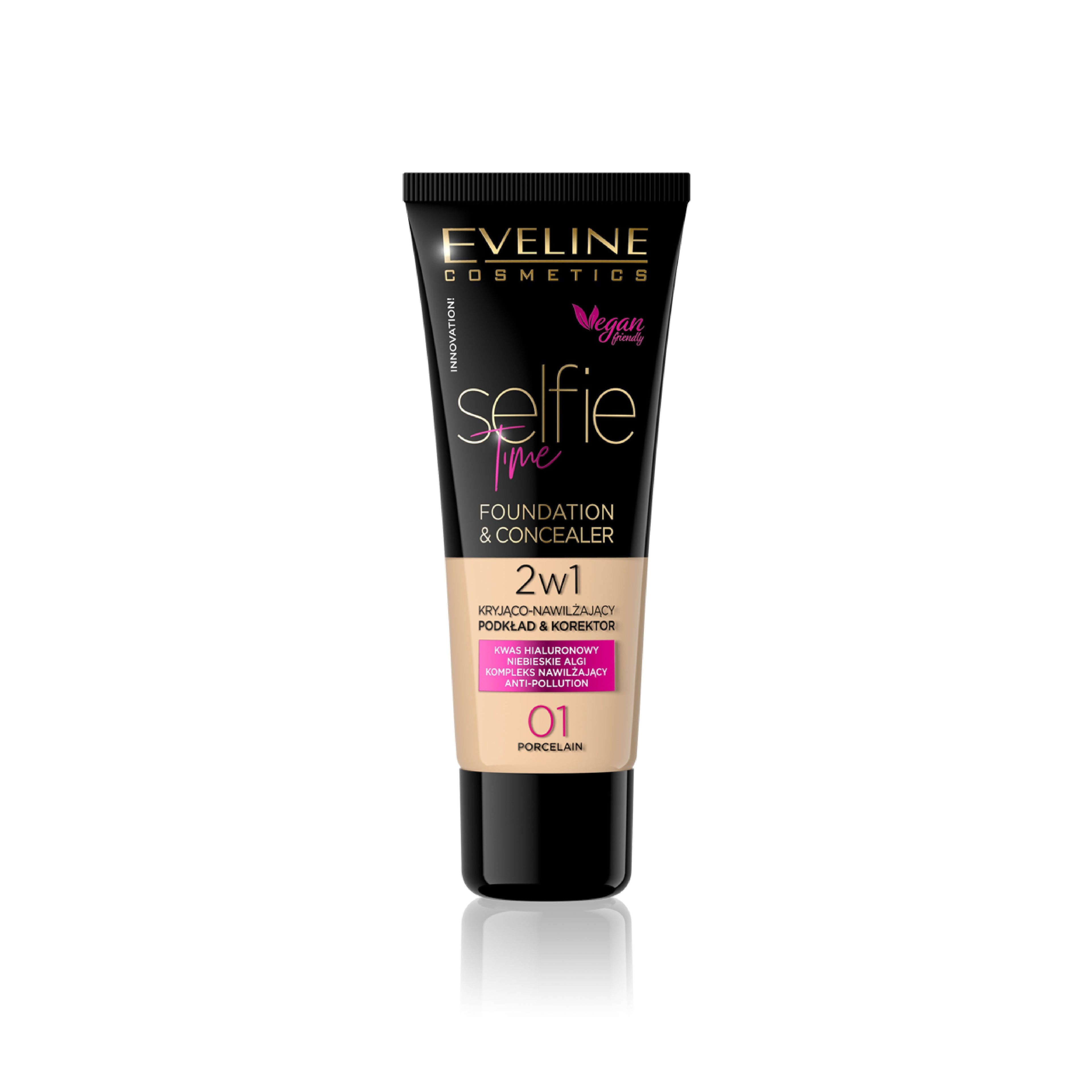 EVELINE SELFIE TIME FOUNDATION & CONCEALER 01 PORCELAIN 30ML | Best Price in Pakistan original skincare product Pakistan