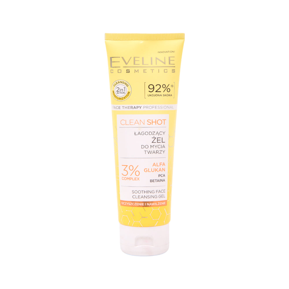 EVELINE CLEAN SHOT 3% ALFA GLUKAN FACE CLEANSING GEL 140ML | Best Price in Pakistan original skincare product Pakistan