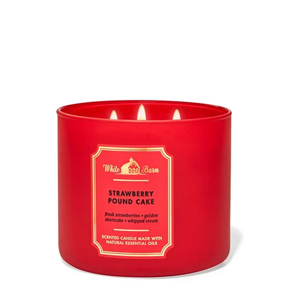 Bath & Body Works | 3 Wick Candles Cylinder | Strawberry Pound Cake | Best Price in Pakistan original skincare product Pakistan مرکزی تصویر
