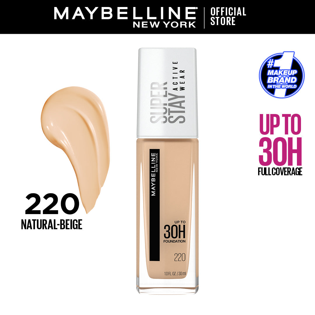 Maybelline | SuperStay 30H Full Coverage Liquid Foundation | 220 Natural Beige | Best Price in Pakistan original skincare product Pakistan مرکزی تصویر