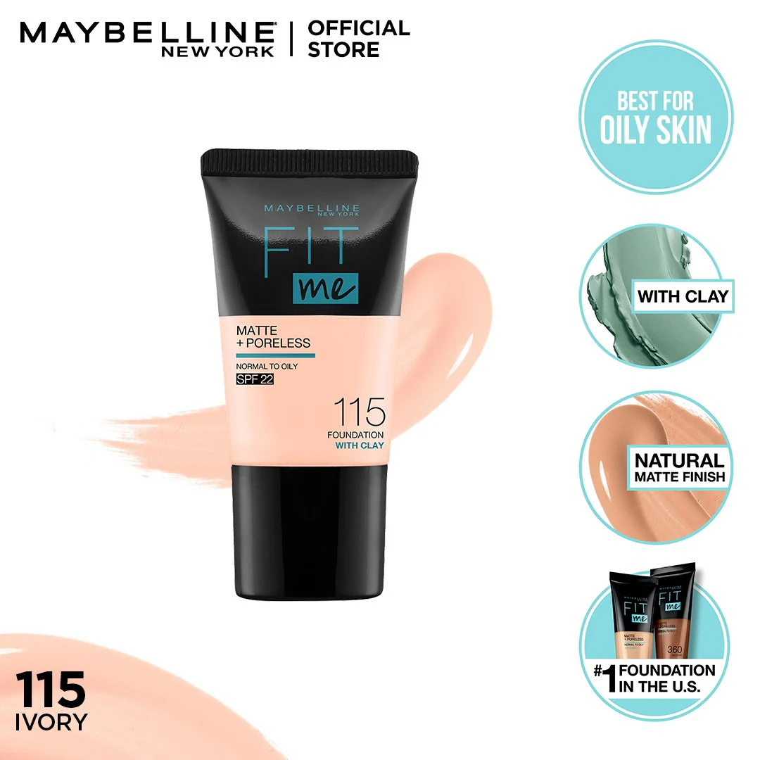 Maybelline | Fit Me Liquid Foundation Matte & Poreless Mini Tube | 115 Ivory | Best Price in Pakistan original skincare product Pakistan