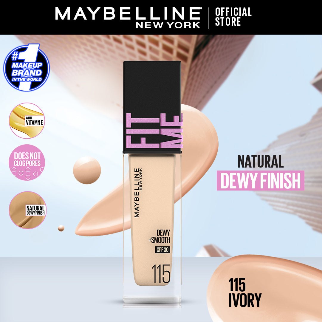 Maybelline | Fit Me Dewy + Smooth Liquid Foundation SPF 30 | 115 Ivory 30ml | Best Price in Pakistan original skincare product Pakistan
