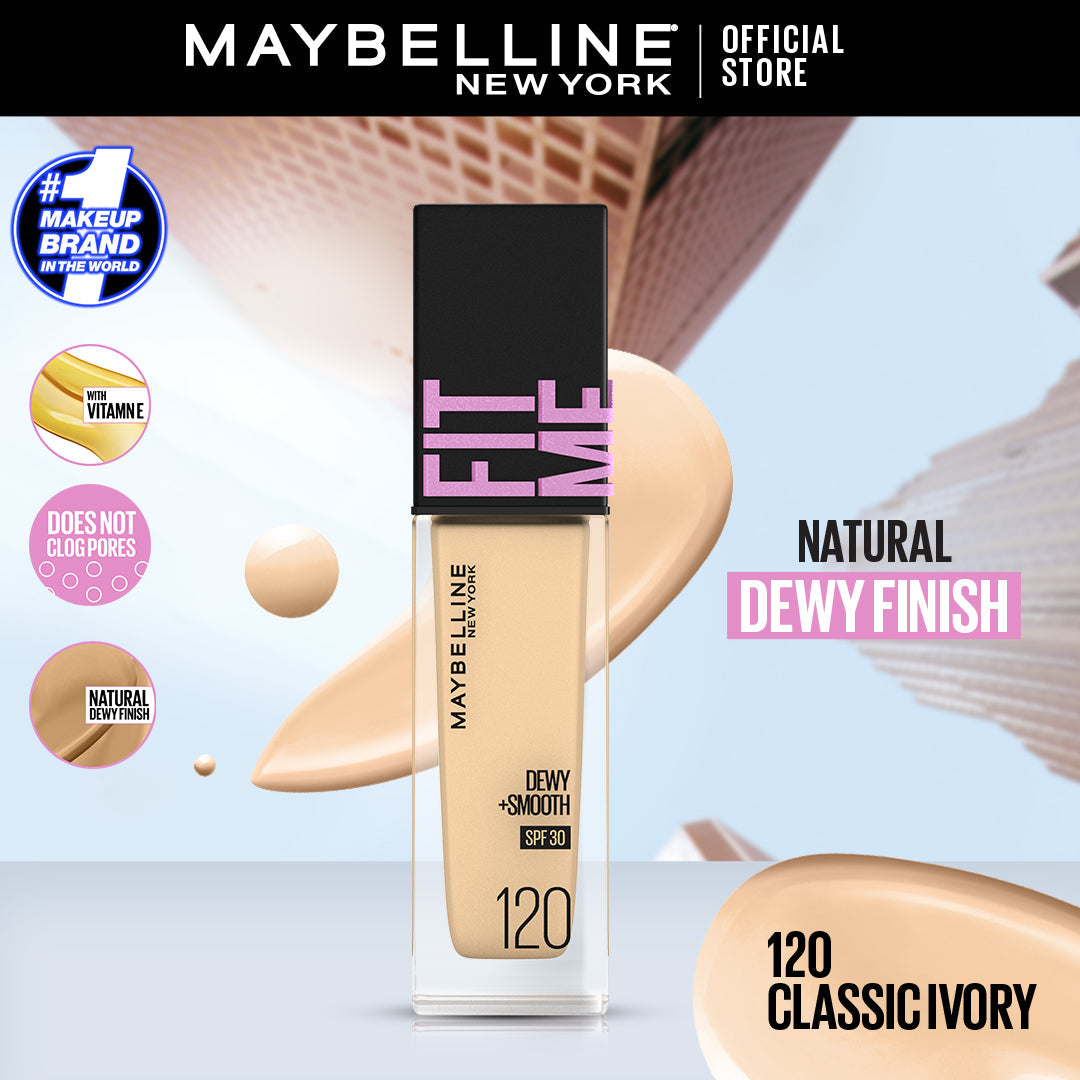 Maybelline | Fit Me Dewy + Smooth Liquid Foundation SPF 30 | 120 Classic Ivory 30ml | Best Price in Pakistan original skincare product Pakistan مرکزی تصویر