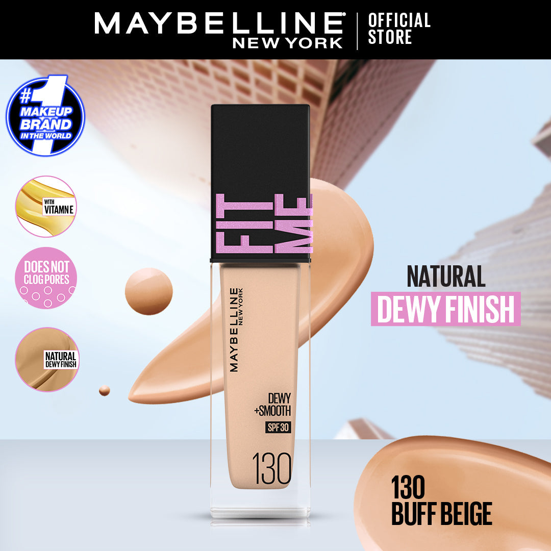 Maybelline | Fit Me Dewy + Smooth Liquid Foundation SPF 30 | 130 Buff Beige 30ml | Best Price in Pakistan original skincare product Pakistan