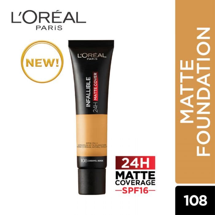 Loreal Infallible 24Hr Matte Cover Foundation | 108 Caramel Beige | Best Price in Pakistan original skincare product Pakistan