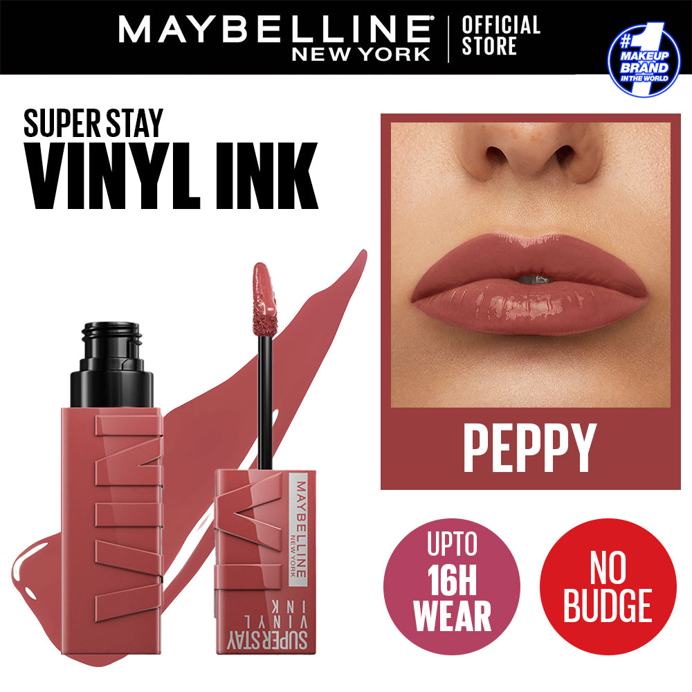 Maybelline | Superstay Vinyl Ink Lipstick | Peppy | Best Price in Pakistan original skincare product Pakistan مرکزی تصویر