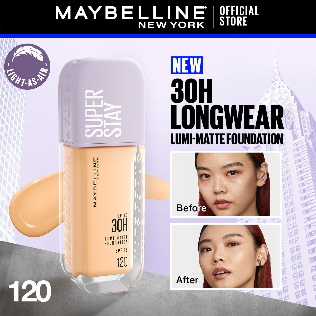 Maybelline | Super Stay Up to 30hr Lumi Matte Foundation | 120 | Best Price in Pakistan original skincare product Pakistan مرکزی تصویر