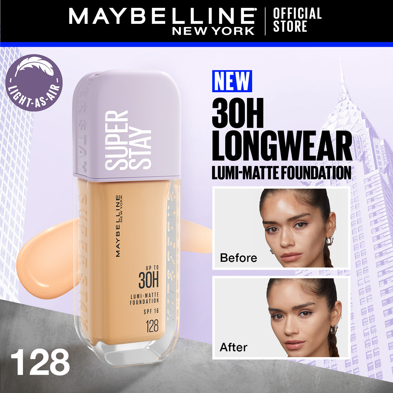 Maybelline | Super Stay Up to 30hr Lumi Matte Foundation | 128 | Best Price in Pakistan original skincare product Pakistan مرکزی تصویر