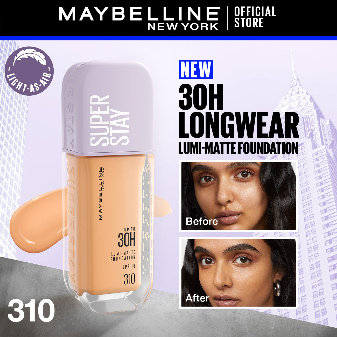 Maybelline | Super Stay Up to 30hr Lumi Matte Foundation | 310 | Best Price in Pakistan original skincare product Pakistan مرکزی تصویر