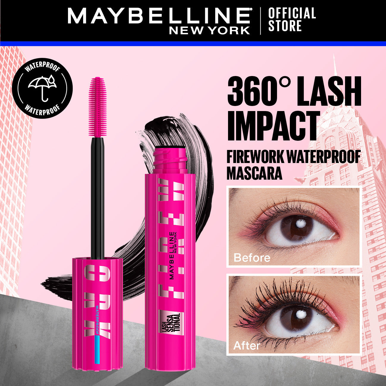 Maybelline | Lash Sensational Firework Waterproof Mascara | Best Price in Pakistan original skincare product Pakistan مرکزی تصویر