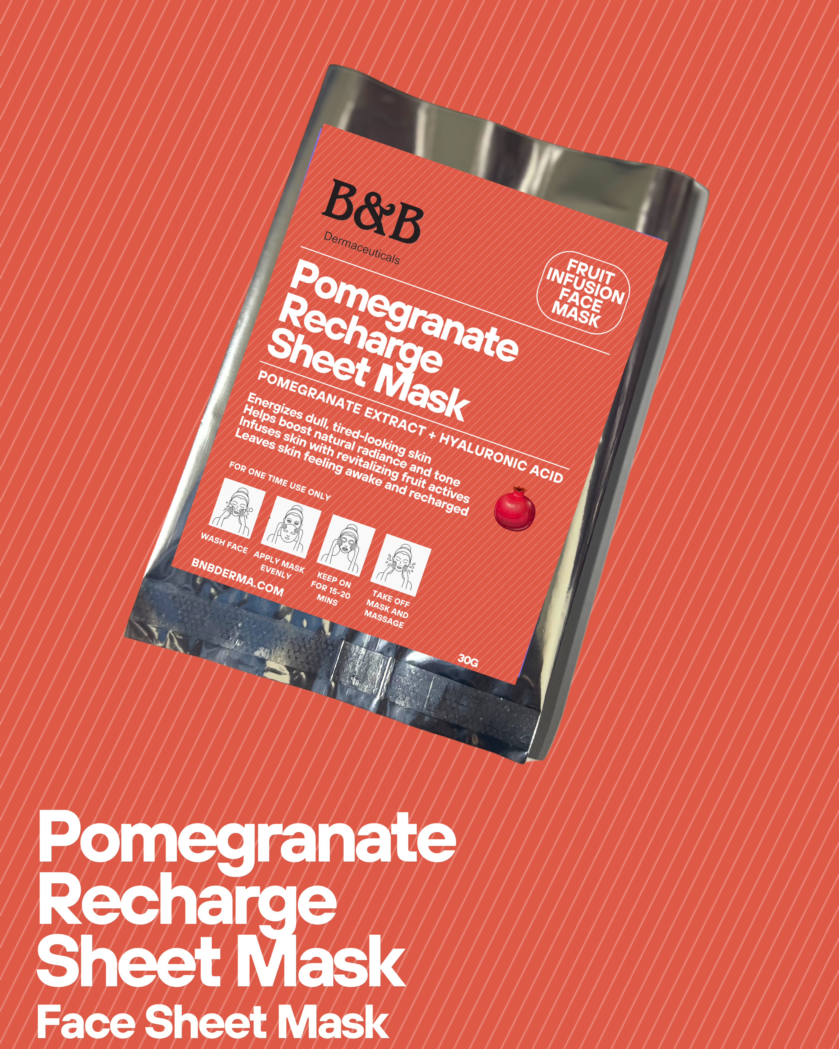 B&B Derma | Pomegranate-Skin Recharge Sheet Mask | Best Price in Pakistan original skincare product Pakistan