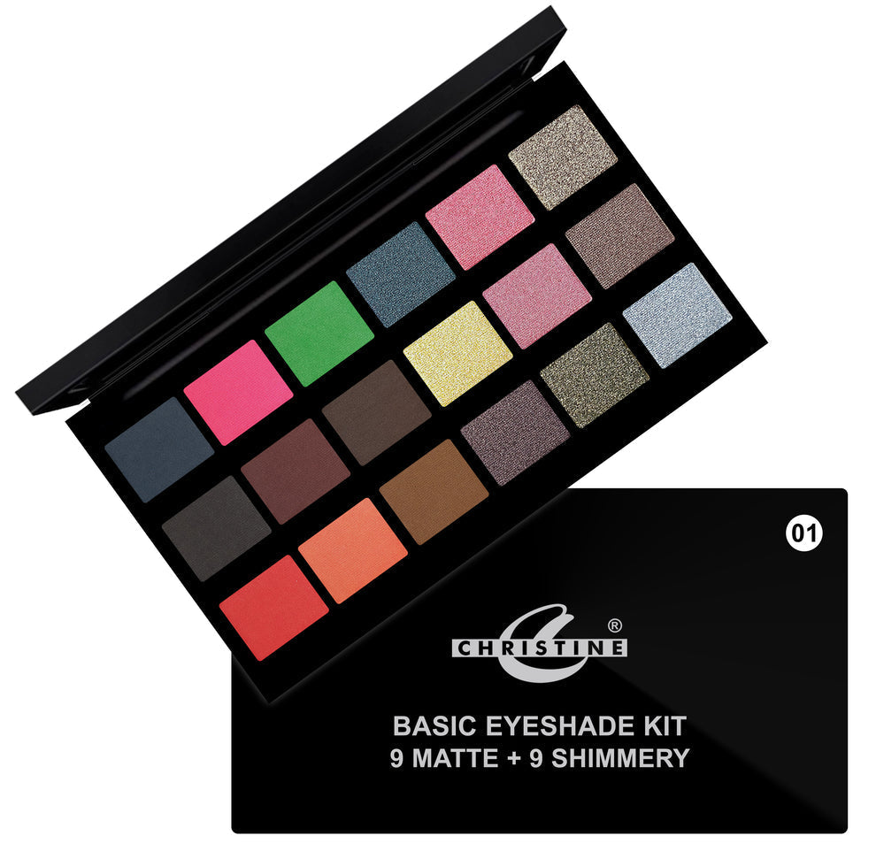 Christine Basic Eyeshade Kit 9 Matte + 9 Shimmery | 01 | Best Price in Pakistan original skincare product Pakistan مرکزی تصویر