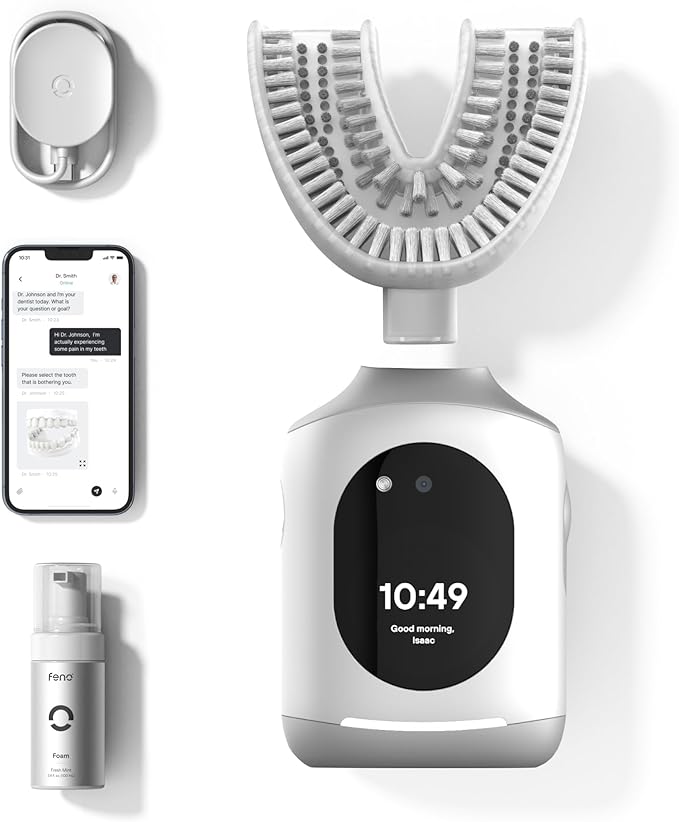 Feno Smartbrush Electric Toothbrush for Adults – AI-Powered Oscillating Toothbrush with App and Personalized Mouthpiece, 20-Second Deep Clean, Rechargeable, Includes 3 Bottles of Feno Foam Toothpaste | Best Price in Pakistan original skincare product Pakistan