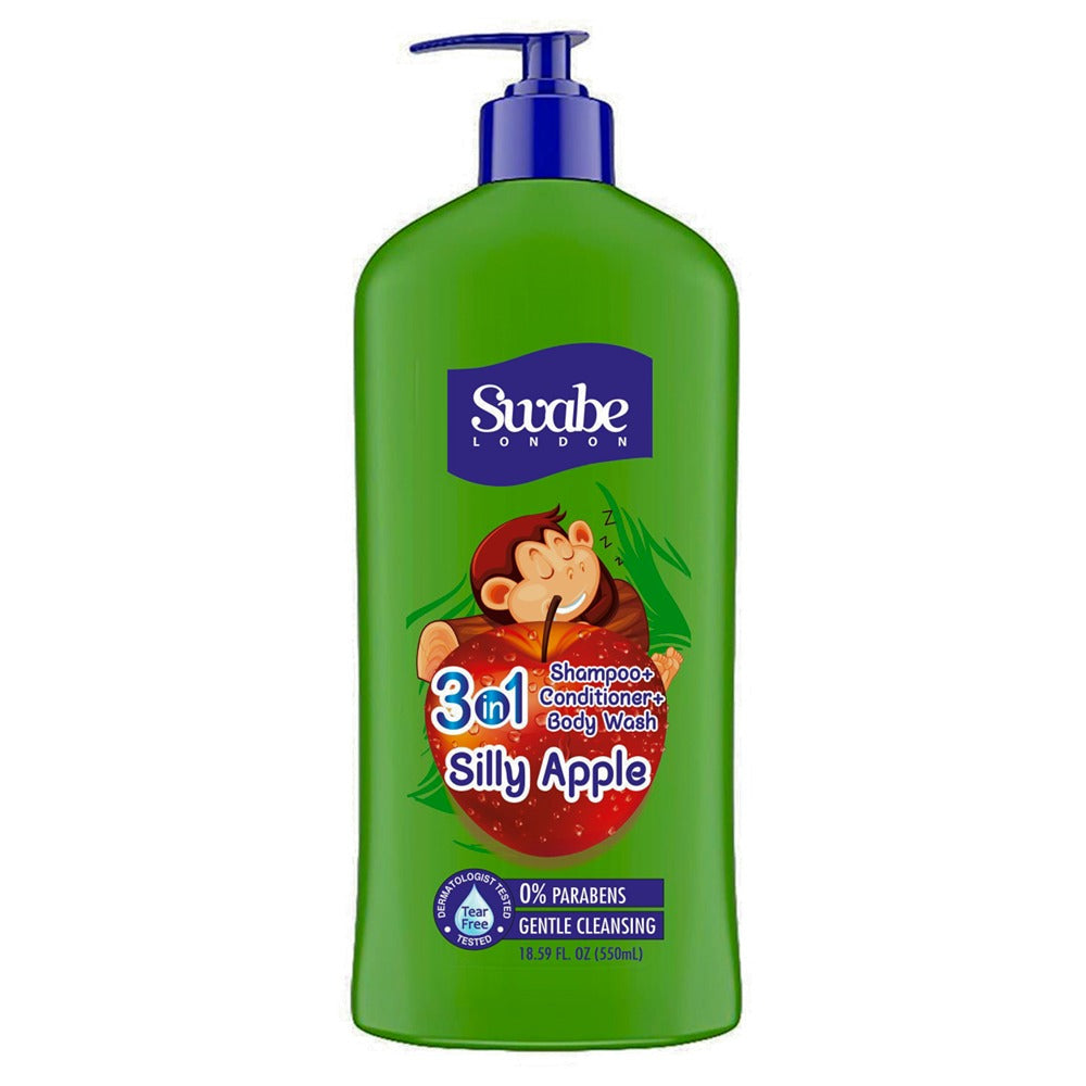 Swabe London | Kids Silly Apple 3in1 Shampoo + Conditioner & Body Wash | 550ml | Best Price in Pakistan original skincare product Pakistan