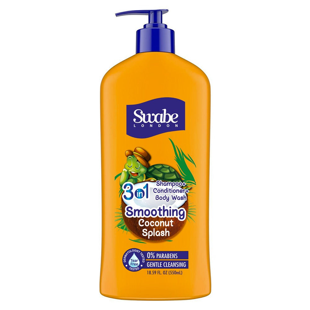 Swabe London | Kids Coconut Splash 3in1 Shampoo + Conditioner & Body Wash | 550ml | Best Price in Pakistan original skincare product Pakistan Main image