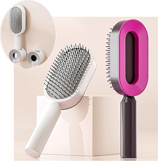 Self Cleaning Hair Brush,3D Air Cushion Massager Brush Airbag Massage Comb Brush, Shaping Comb Self Cleaning Hair Brush for Women Great for Women in Hairdressing Brush(with base) | Best Price in Pakistan original skincare product Pakistan مرکزی تصویر
