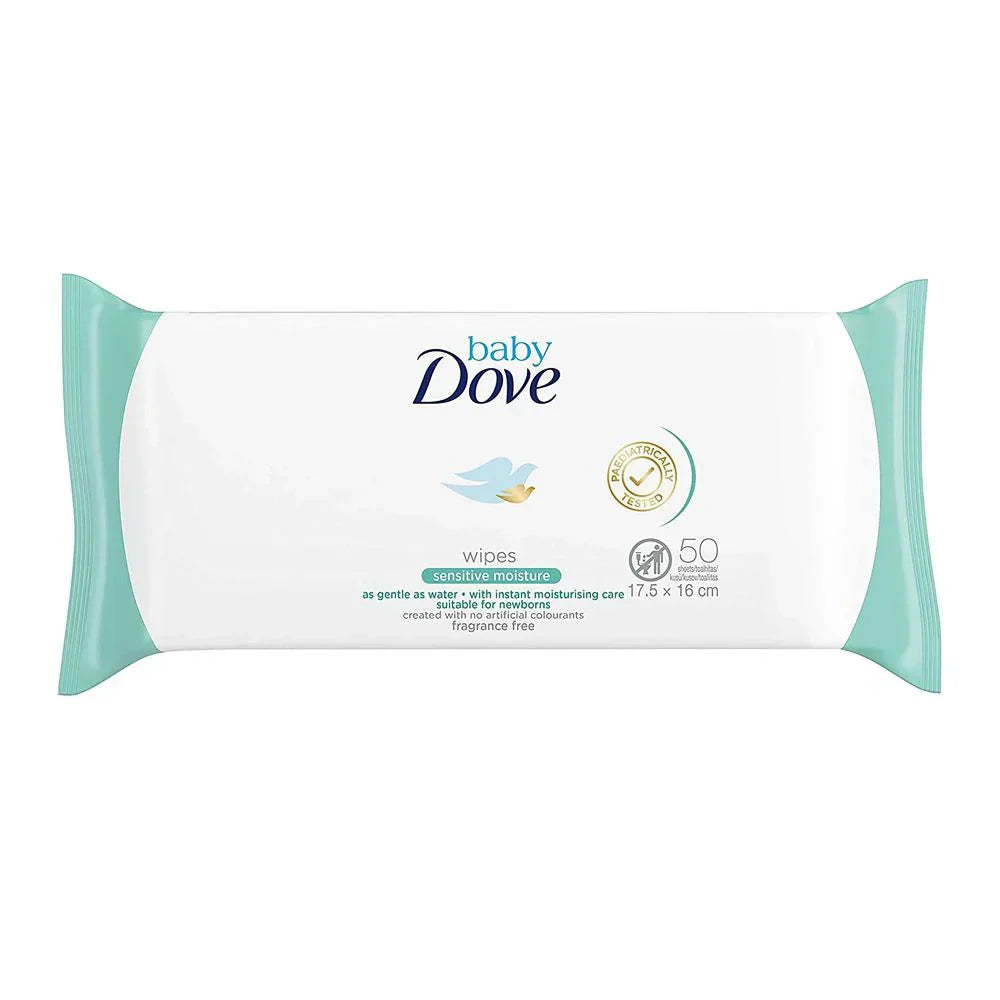 Dove Baby Wipes Sensitive Moisture 50'S | Best Price in Pakistan original skincare product Pakistan مرکزی تصویر