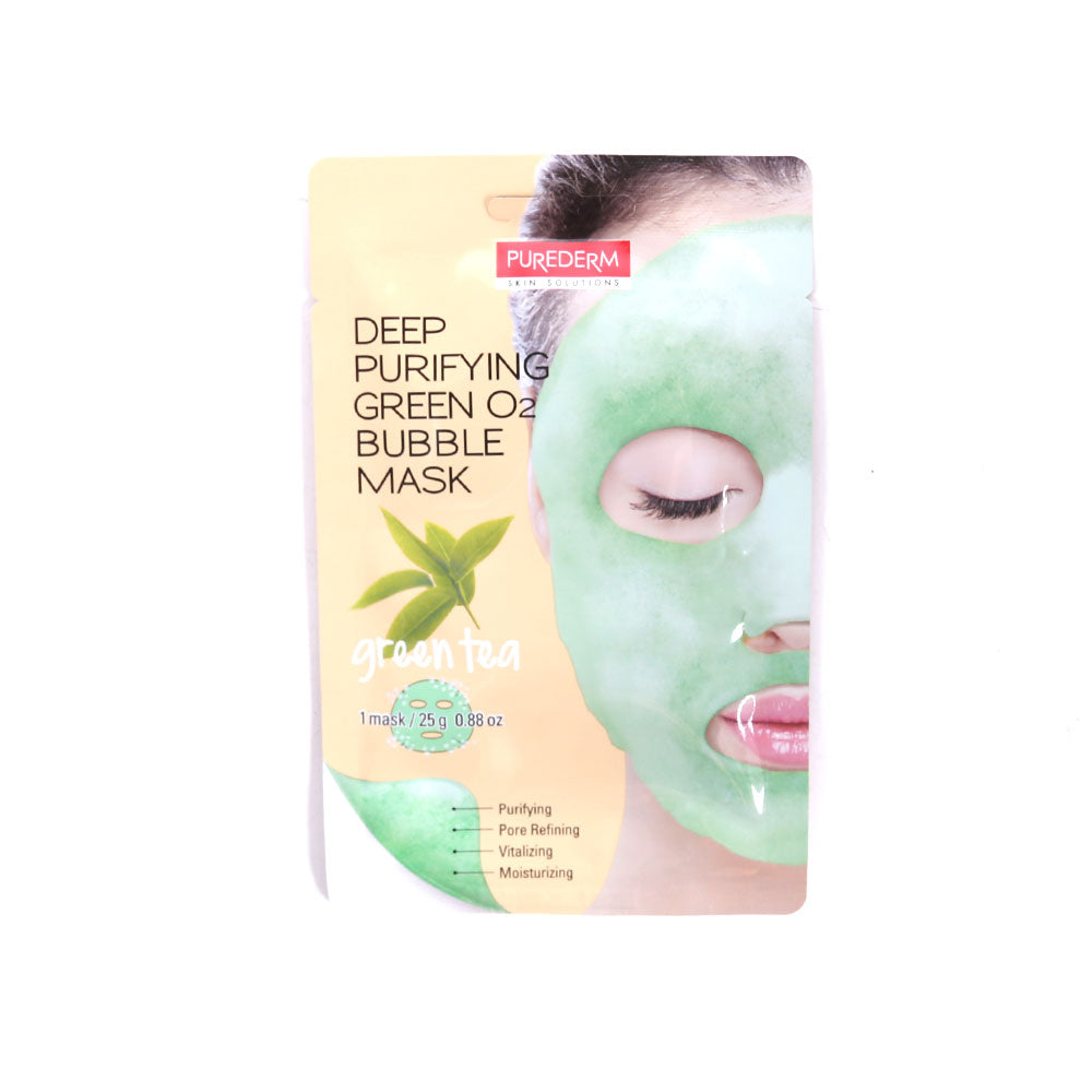 PUREDERM DEEP PURIFYING GREEN O2 BUBBLE MASK GREEN TEA ADS38 | Best Price in Pakistan original skincare product Pakistan مرکزی تصویر