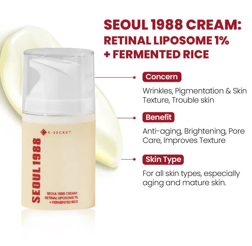 K-Secret | Seoul 1988 Retinal Liposome 1% + Fermented Rice Cream | 50ml | Best Price in Pakistan original skincare product Pakistan