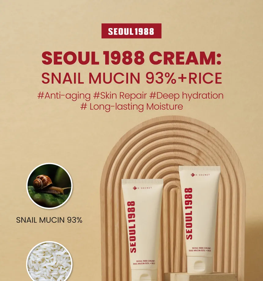 K-Secret | Seoul 1988 Snail Mucin 93% + Rice Cream | 100ml | Best Price in Pakistan original skincare product Pakistan Main image
