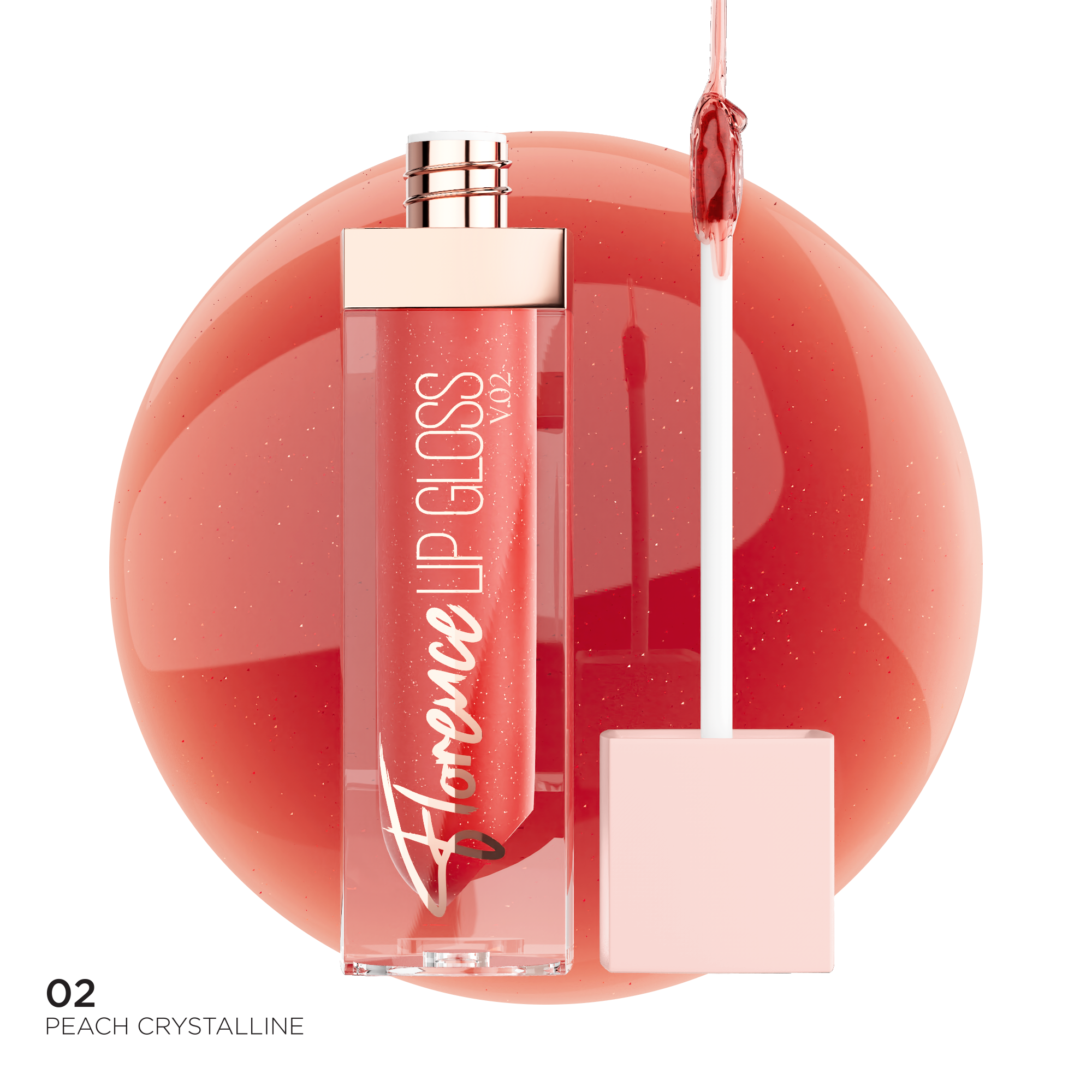 BBA By Suleman | Florence V.02 Lip Gloss | 02 Peach Crystalline | Best Price in Pakistan original skincare product Pakistan مرکزی تصویر