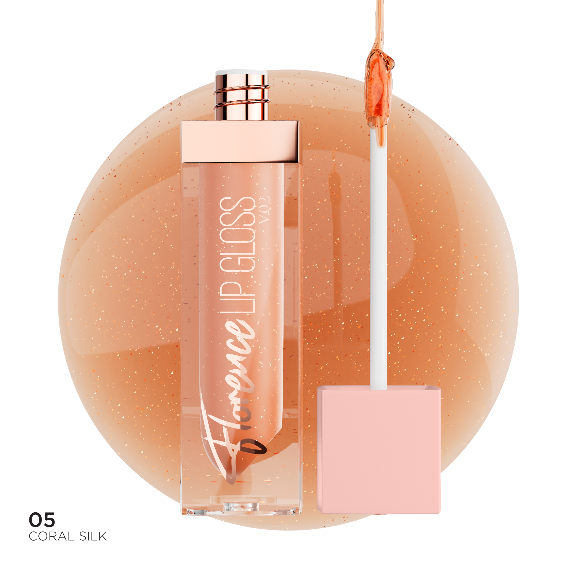 BBA By Suleman | Florence V.02 Lip Gloss | 05 Coral Silk | Best Price in Pakistan original skincare product Pakistan مرکزی تصویر
