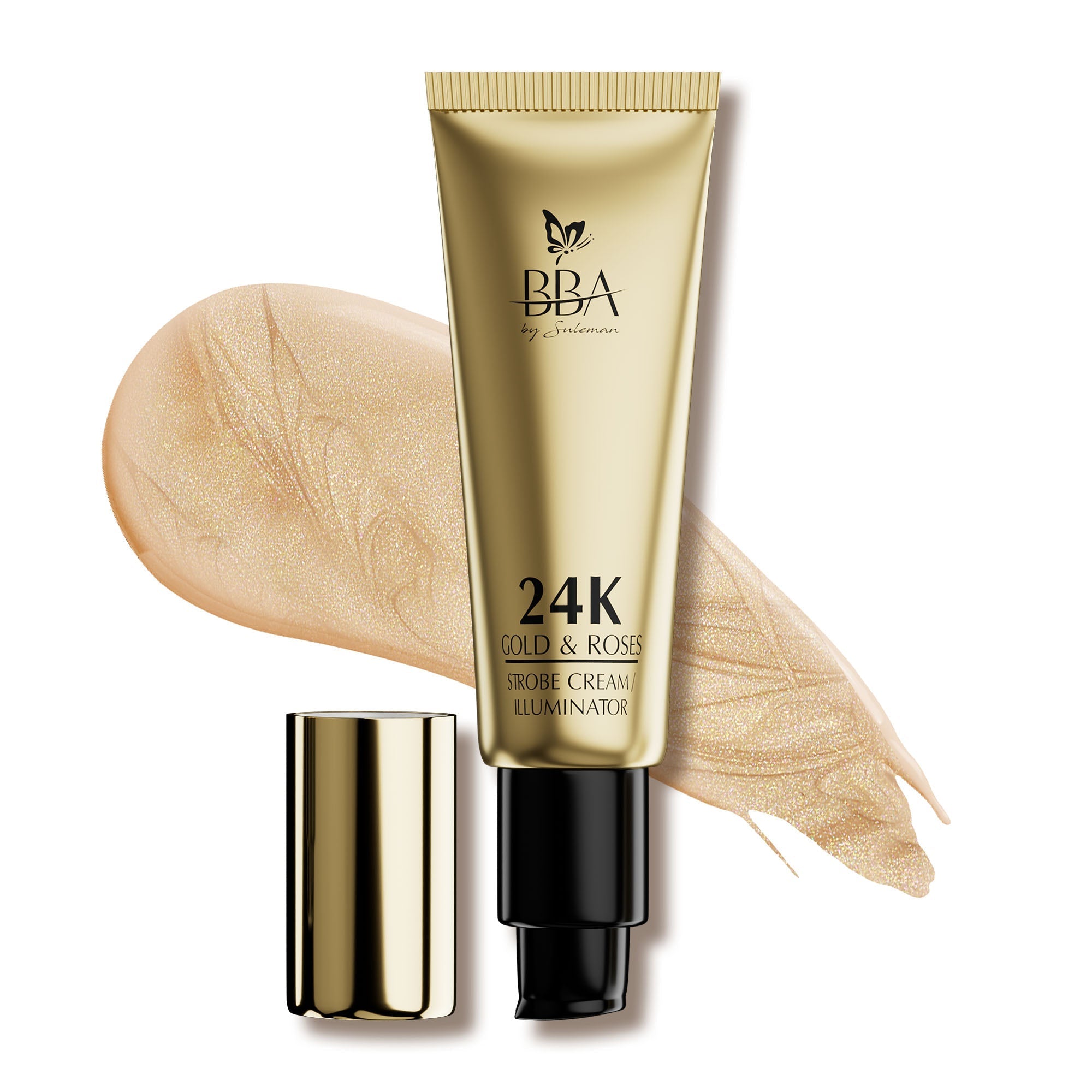 BBA By Suleman | 24K Gold & Roses Strobe Cream / Illluminator Champagne 30ml | Best Price in Pakistan original skincare product Pakistan