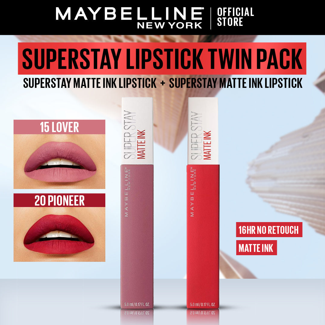 Maybelline | Superstay Liquid Lipstick Twin Pack | Best Price in Pakistan original skincare product Pakistan مرکزی تصویر