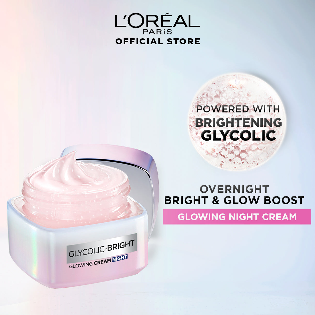 LOreal Paris | Glycolic Bright Glowing Night Cream | 50ml | Best Price in Pakistan original skincare product Pakistan