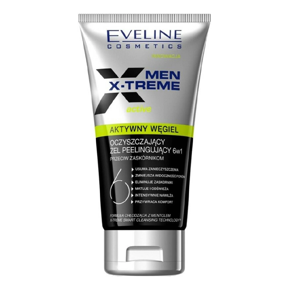 EVELINE MEN XTREME ACTIVATED CHARCOAL SCRUB GEL 6 IN1 150ML | Best Price in Pakistan original skincare product Pakistan