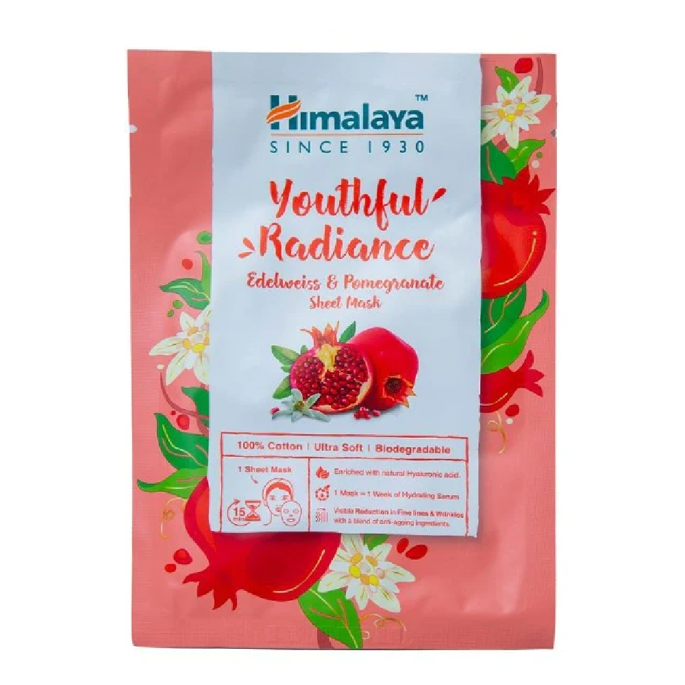 HIMALAYA YOUTH RADIANCE EDELWEISS AND POMEGRANATE SHEET MAS | Best Price in Pakistan original skincare product Pakistan