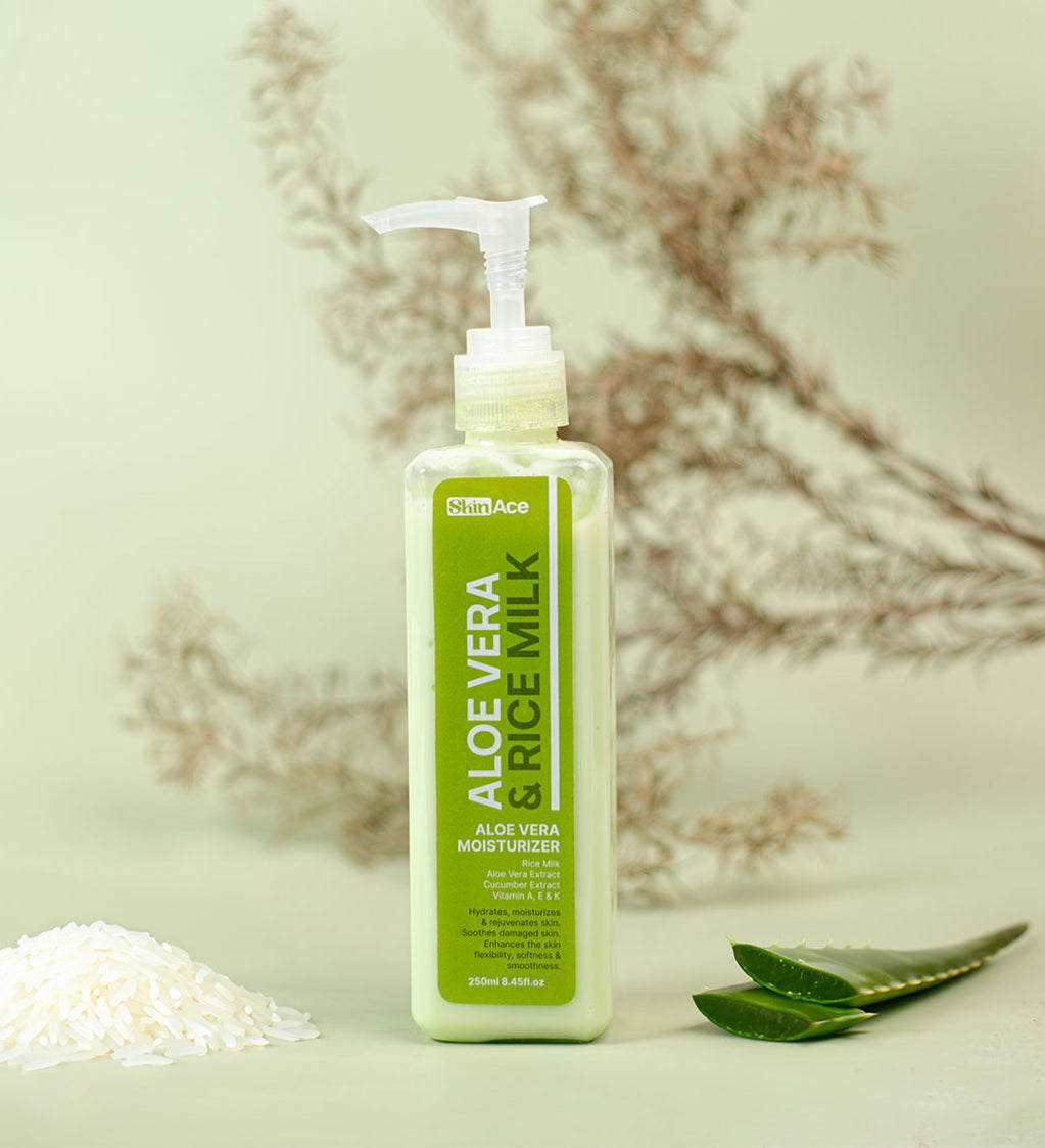 Skinace Aloevera With Rice Milk Moisturizer | 250ml | Best Price in Pakistan original skincare product Pakistan مرکزی تصویر