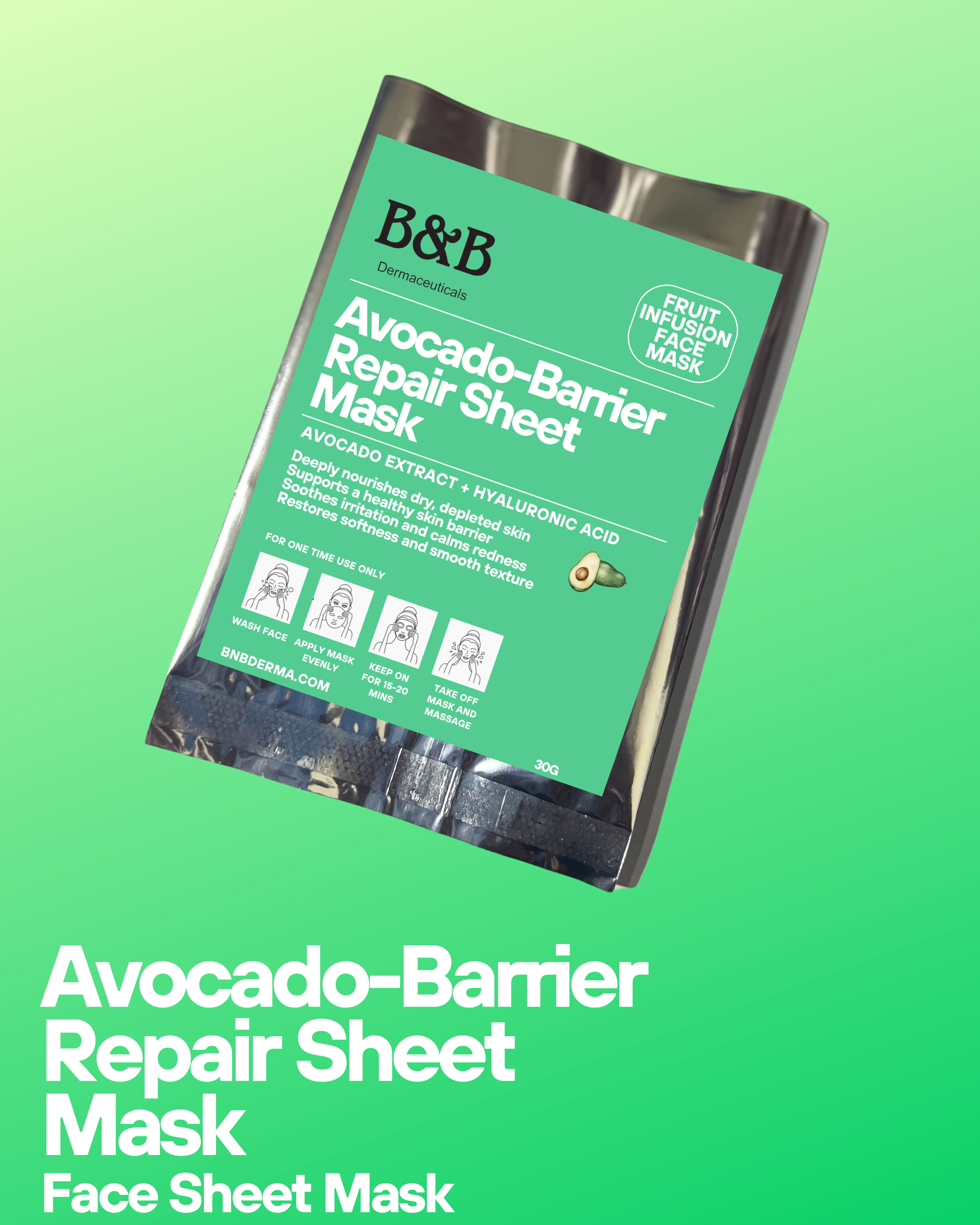 B&B Derma | Avocado-Barrier Repair Sheet Mask | Best Price in Pakistan original skincare product Pakistan Main image