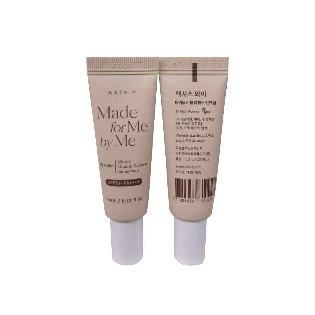 Axis-Y Made For Me By Me Biome Double Defense Sunscreen 10Ml | Best Price in Pakistan original skincare product Pakistan