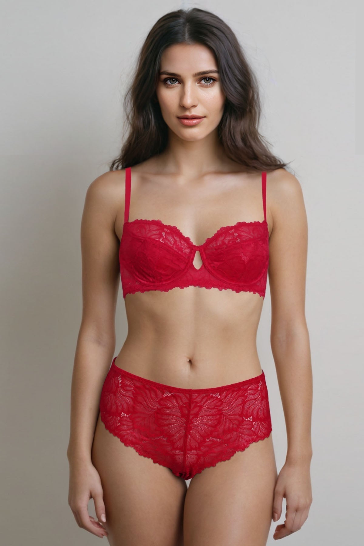 BLS | Edwina Wired And Non Padded Lace Bra Set | Red | Best Price in Pakistan original skincare product Pakistan