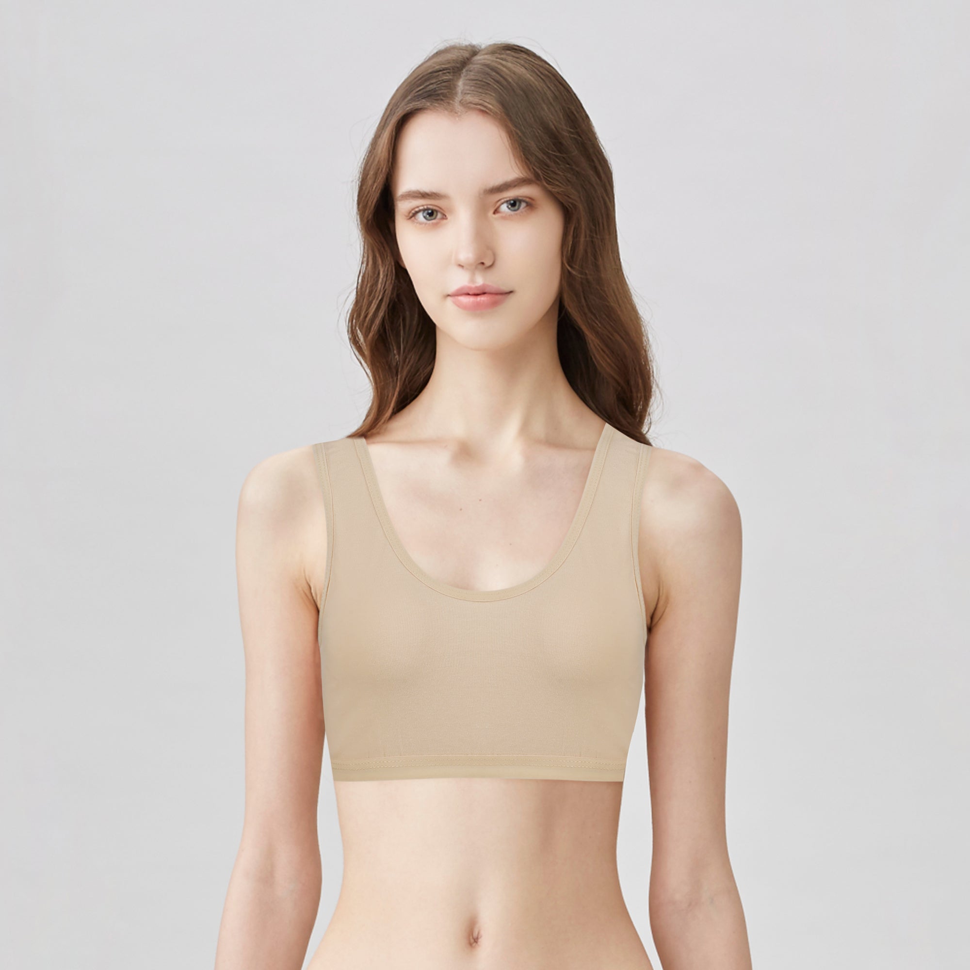 BLS | Zalfa Non Padded Cotton Teen Crop Top | Beige | Best Price in Pakistan original skincare product Pakistan مرکزی تصویر
