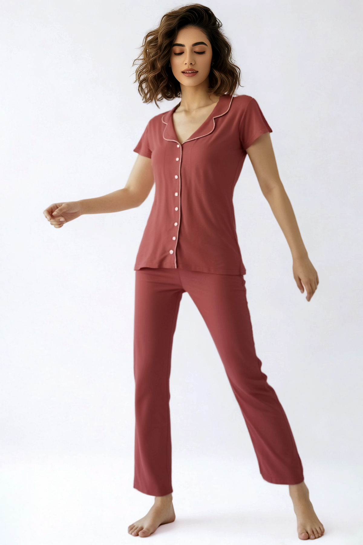 BLS | Misty Viscose Pajama Set | Rust | Best Price in Pakistan original skincare product Pakistan