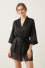 BLS | Satin Short Lace Robe | Night Black | Best Price in Pakistan original skincare product Pakistan