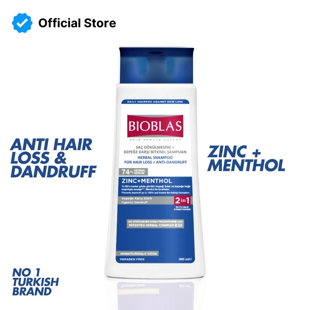 Bioblas Anti-Hair Loss Against Dandruff Shampoo (Zinc + Menthol) | 360ml | Best Price in Pakistan original skincare product Pakistan Main image