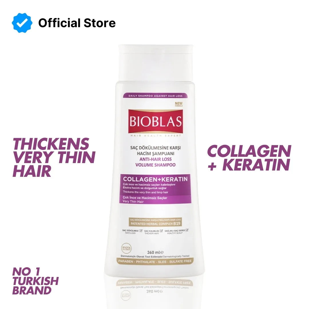 Bioblas Anti-Hair Loss Volume Shampoo (Collagen + Keratin) | 360ml | Best Price in Pakistan original skincare product Pakistan
