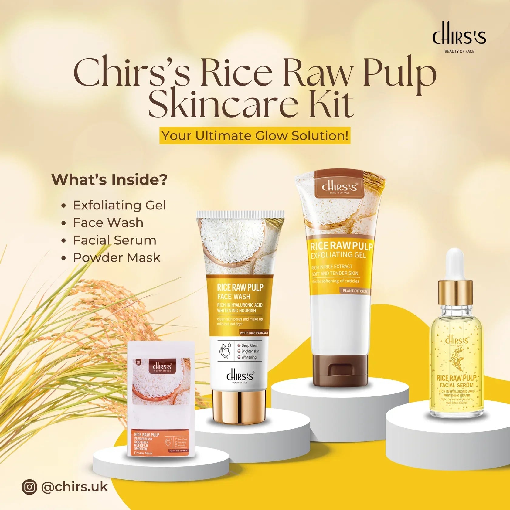 Chirs's Rice Raw Pulp 4 In 1 Kit | Best Price in Pakistan original skincare product Pakistan Main image