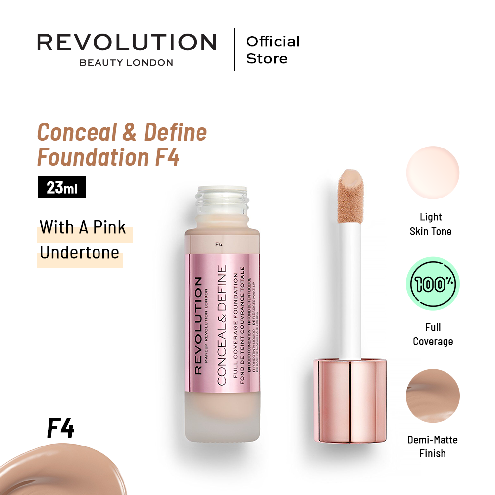 Makeup Revolution Conceal & Define Foundation F4 23 ml | Best Price in Pakistan original skincare product Pakistan